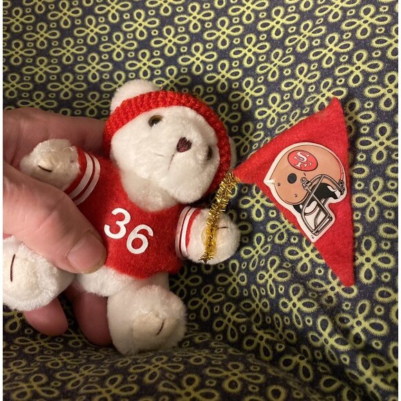 Vtg Teddy Bear San Francisco 49ers Christmas Tree Ornament 36 Merton Hicks - Picture 3 of 6